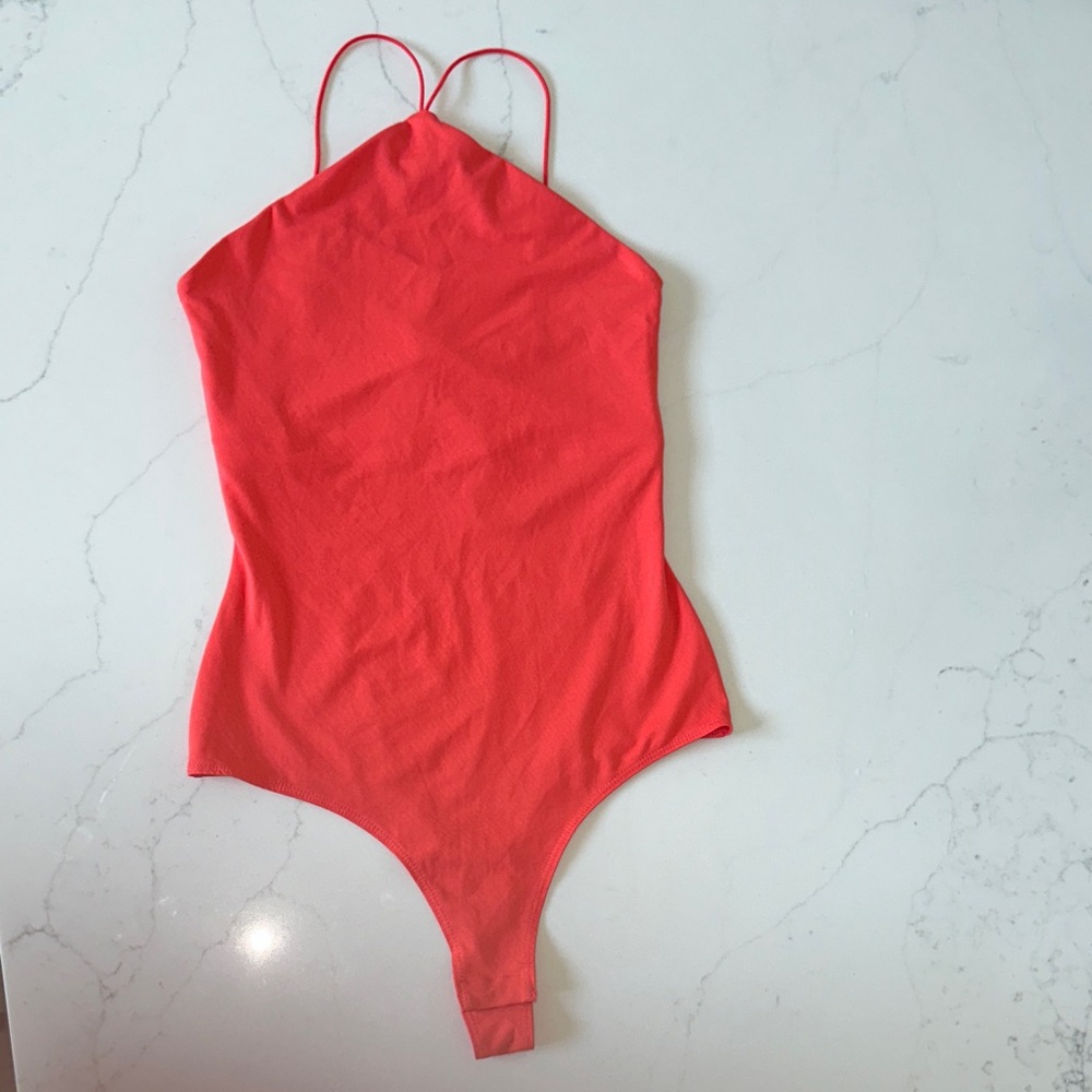 Orange Red Halter Bodysuit